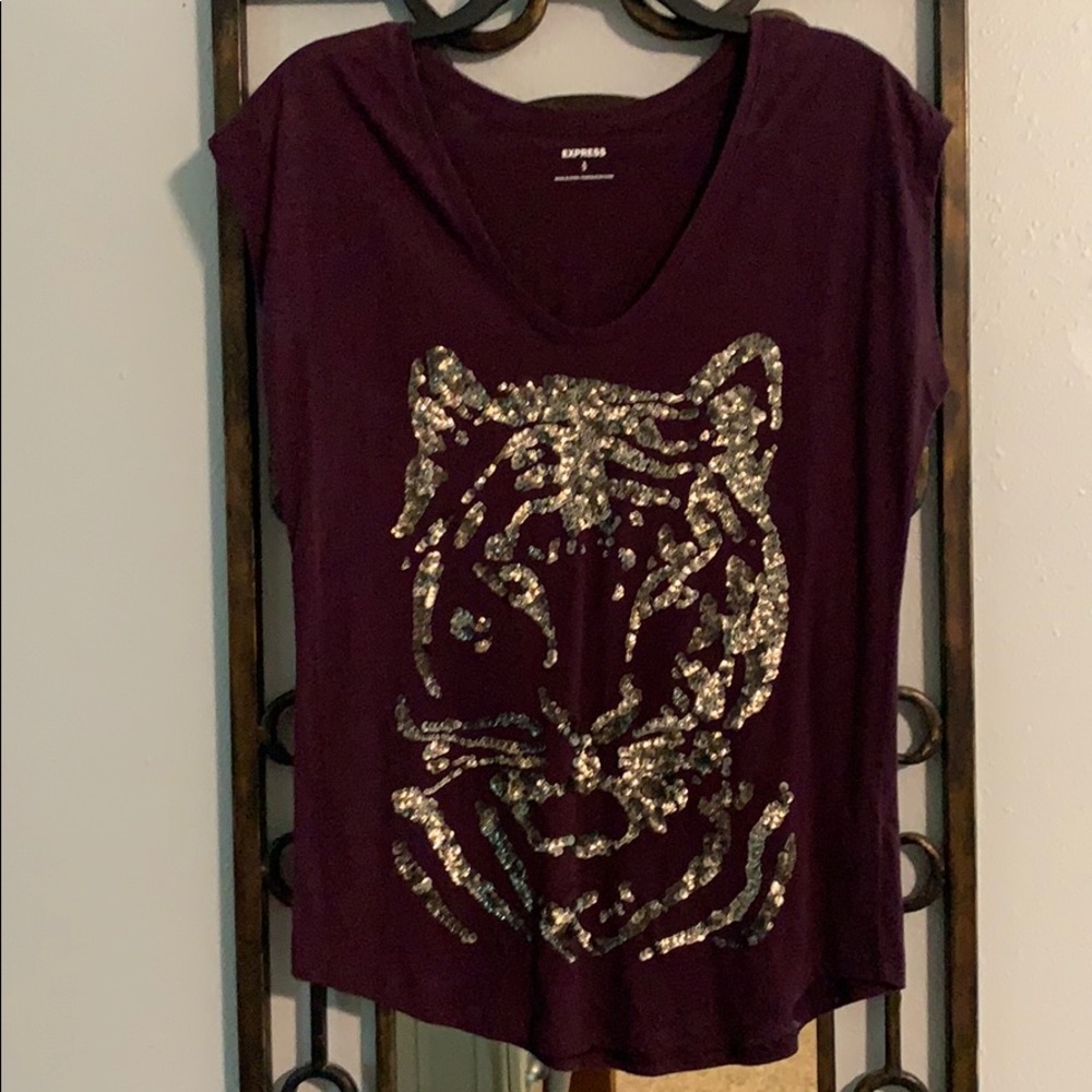 Sequin Tiger Head Shirt